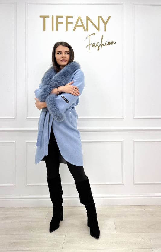 Palton Alpaka Blana Naturala Blue