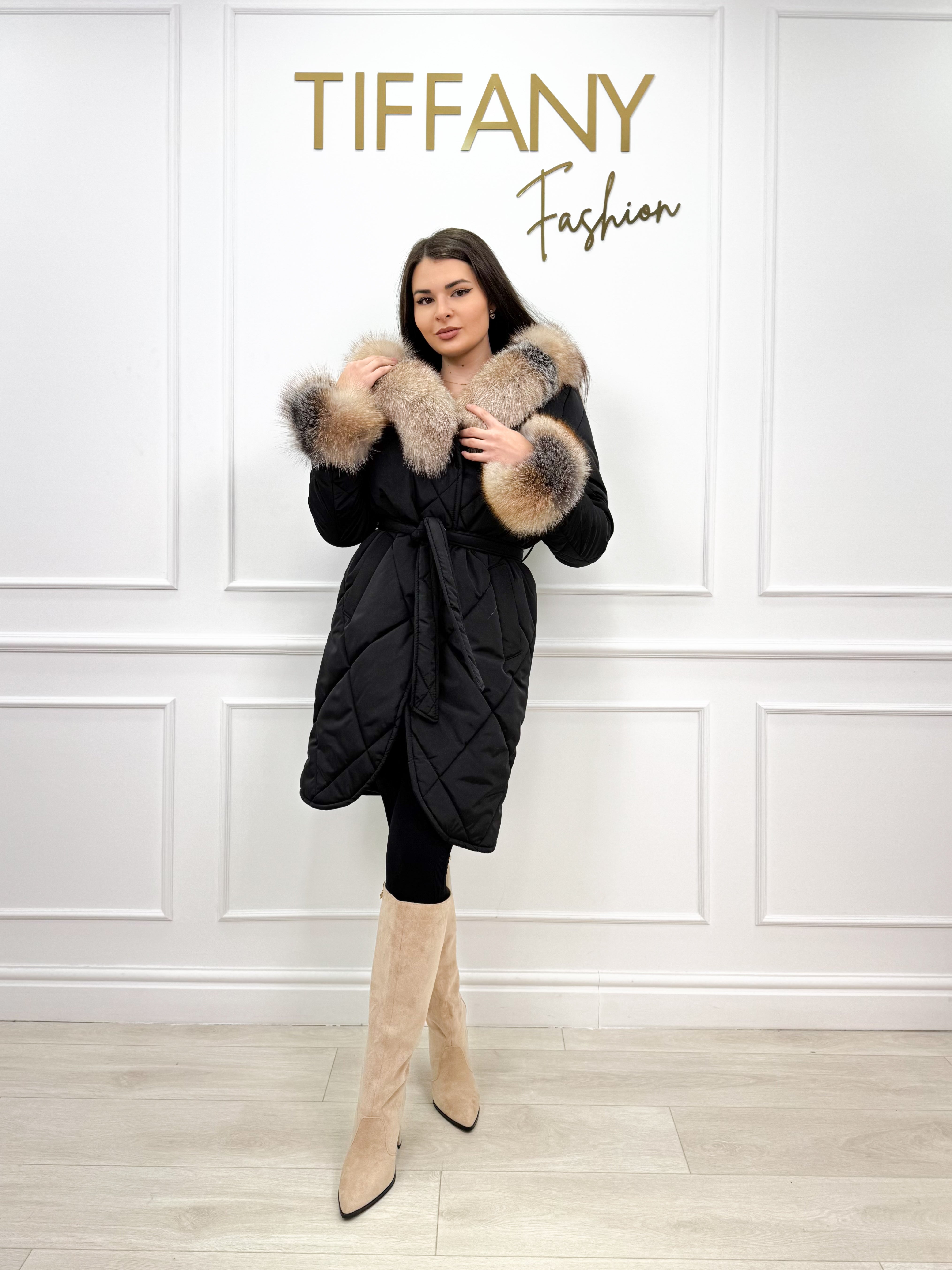 Geaca Viva Black/Gold Blana Naturala Geaca Viva Black/Gold Blana Naturala