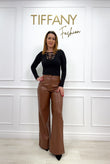 Pantaloni Hole Brown Piele Ecologica
