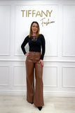 Pantaloni Hole Brown Piele Ecologica