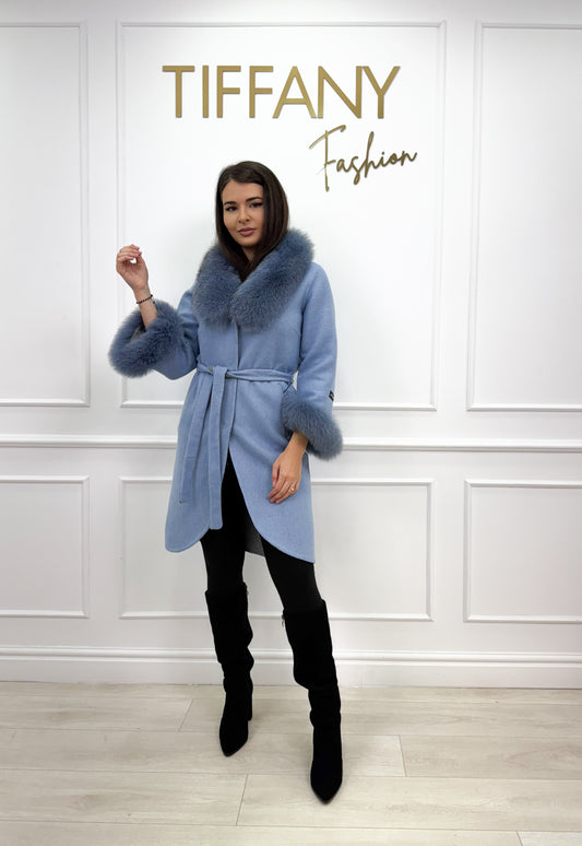 Palton Alpaka Blana Naturala Blue