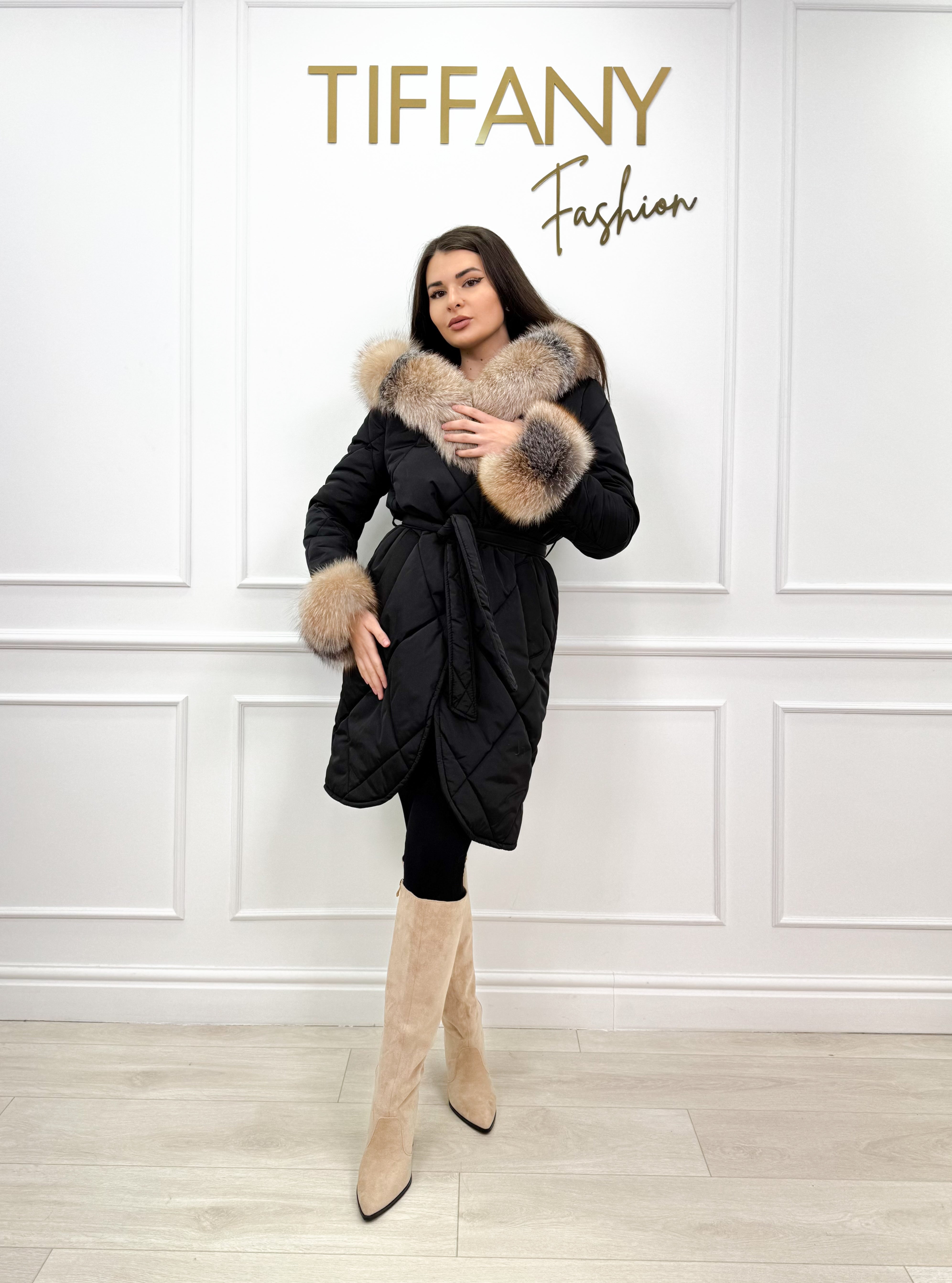 Geaca Viva Black/Gold Blana Naturala