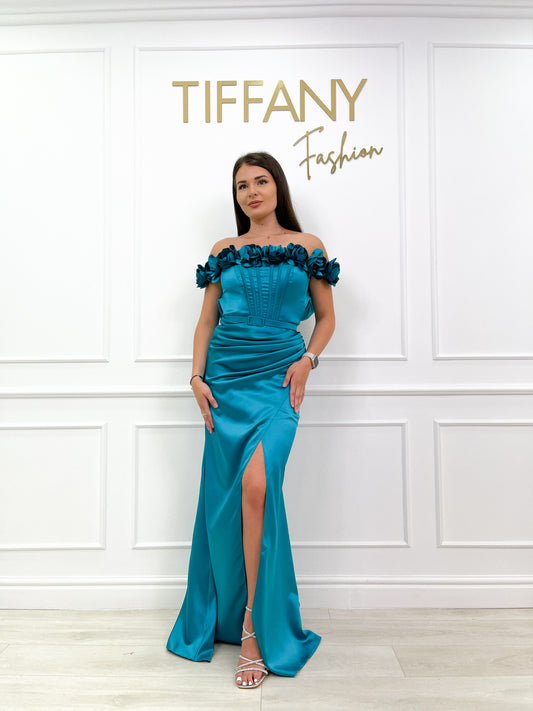 Rochie Larisa Blue Petrol