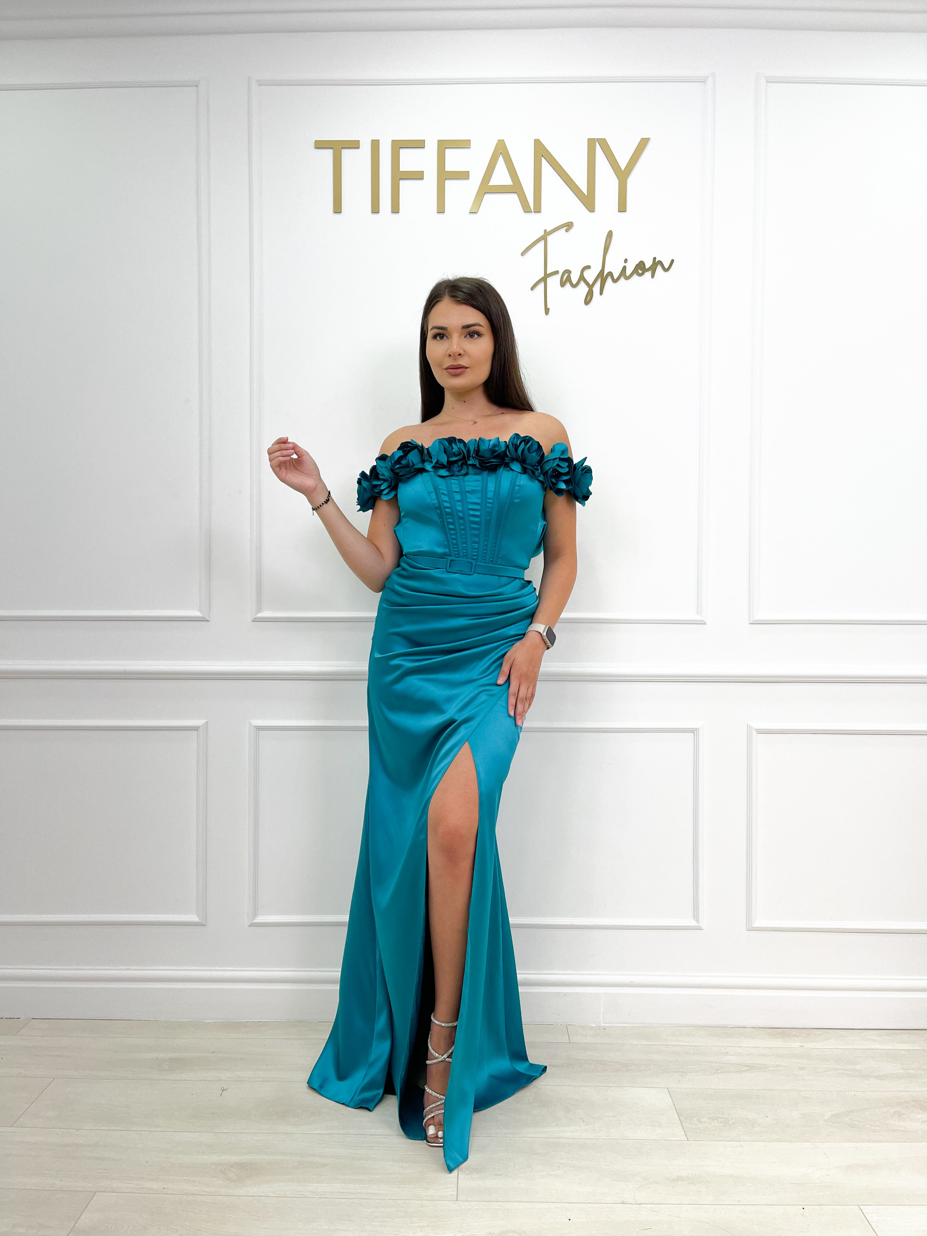 Rochie Larisa Blue Petrol