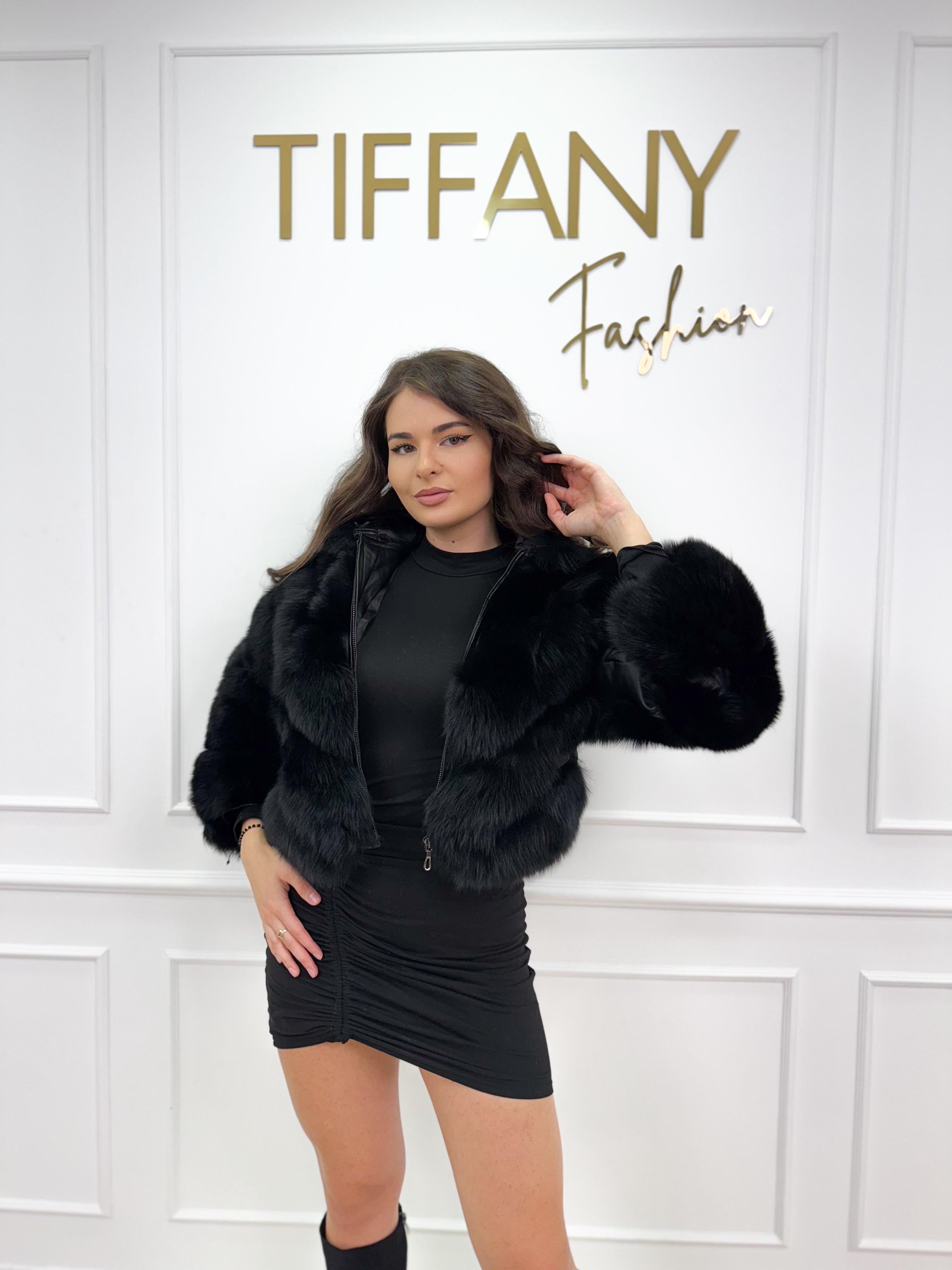 Geaca Blana Naturala Zika Black